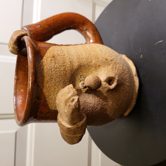 Other - Studio Pottery Ceramic Hand Thrown Face Mug Cyclops 5.5"